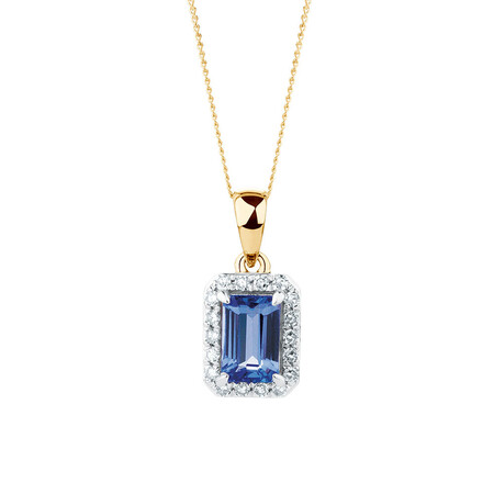Pendant with Tanzanite & Diamonds in 10ct Yellow & White Gold Pendant with Tanzanite & Diamonds in 10ct Yellow & White Gold