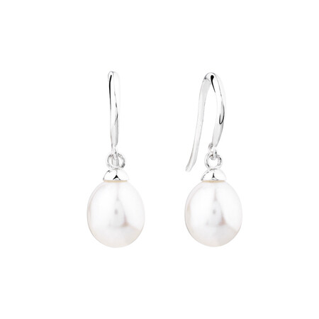 Drop Earrings With Cultured Freshwater Pearl In Sterling Silver Drop Earrings With Cultured Freshwater Pearl In Sterling Silver