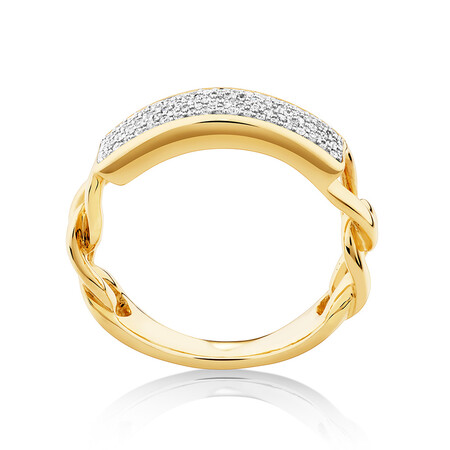 Pave Link Ring with 0.25 Carat TW of Diamonds in 10ct Yellow Gold Pave Link Ring with 0.25 Carat TW of Diamonds in 10ct Yellow Gold