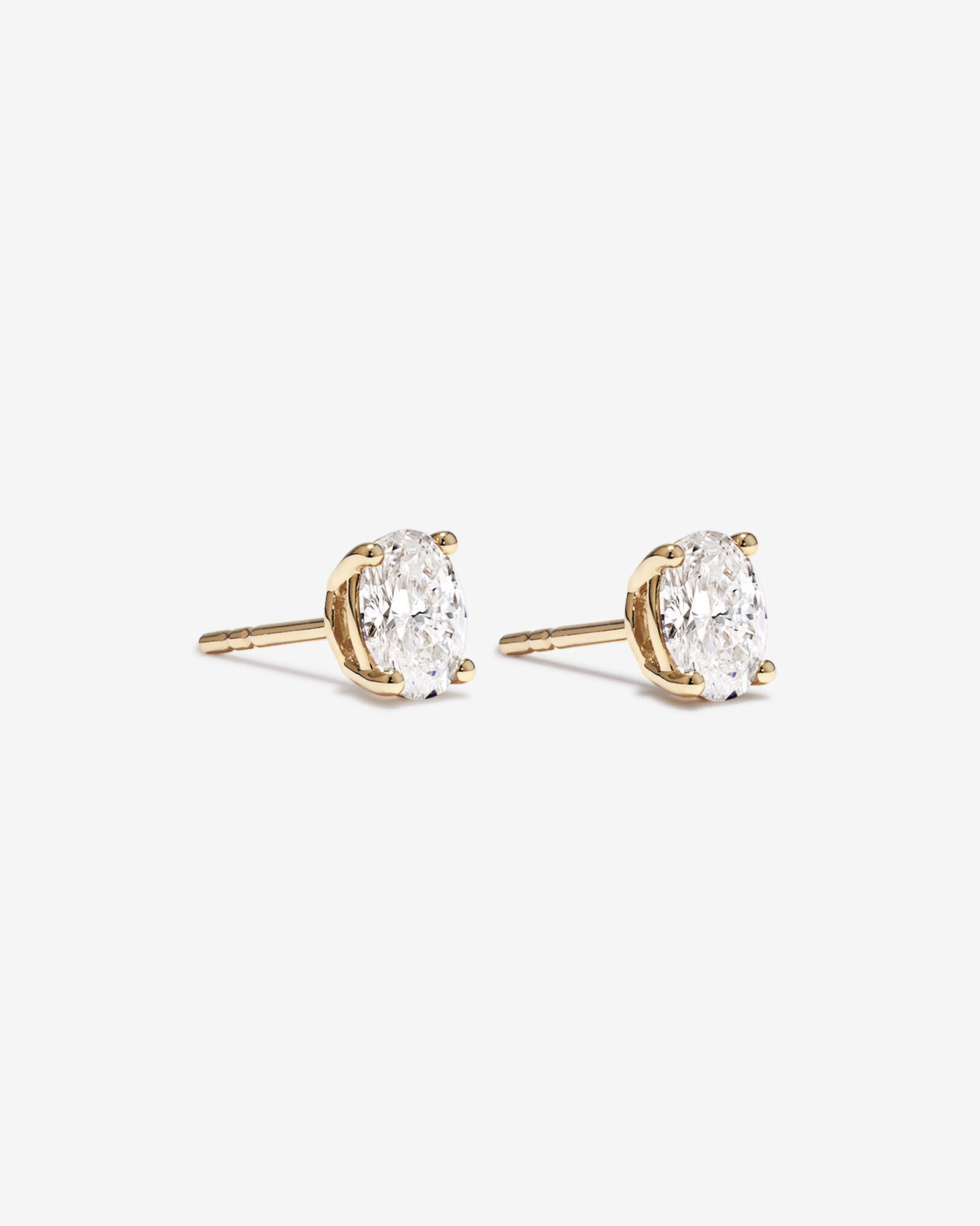 1.00 Carat TW Oval Cut Laboratory-Grown Diamond Solitaire Stud Earrings in 10kt Yellow Gold