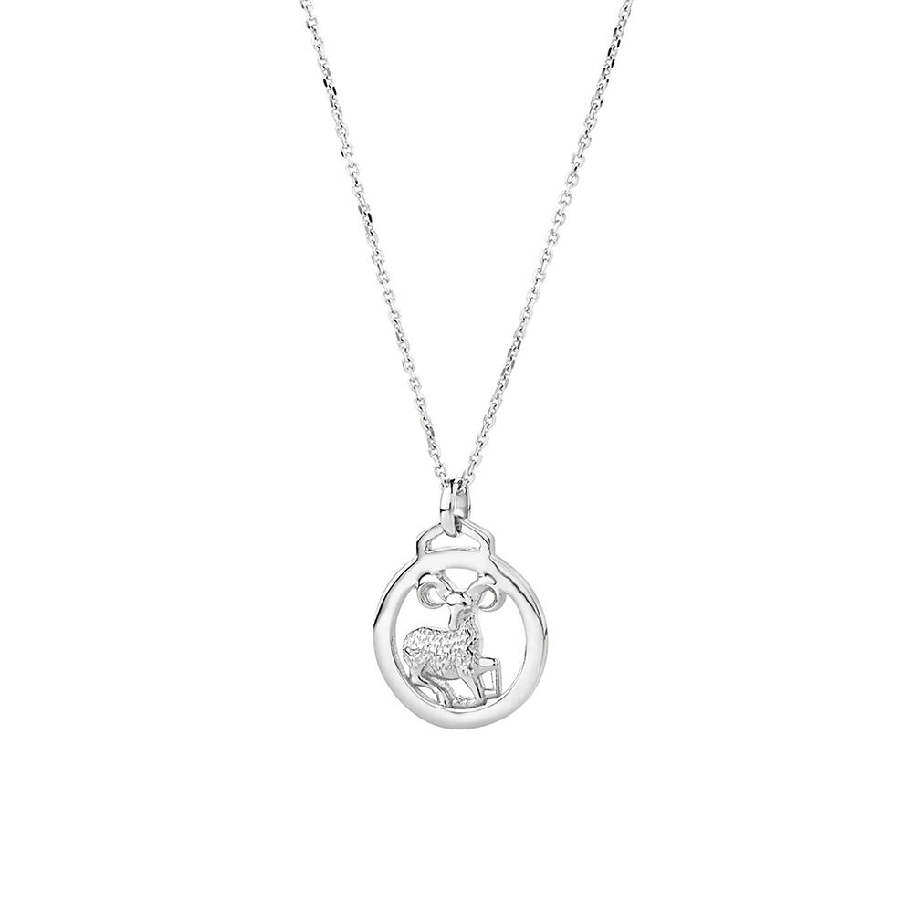 Aries Zodiac Pendant in Sterling Silver