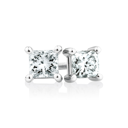 Stud Earrings with 0.70 Carat TW of Diamonds in 14kt White Gold