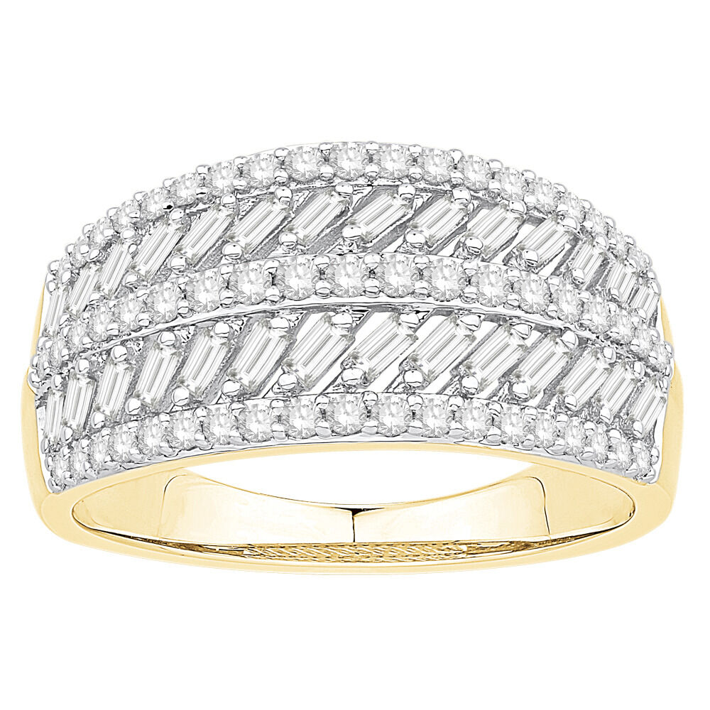 Five Row Ring with 0.75 Carat TW of Diamonds in 10ct Yellow Gold