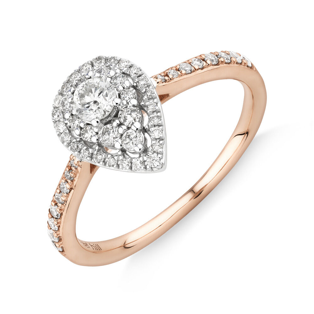 Evermore Halo Pear Engagement Ring with 0.45 Carat TW