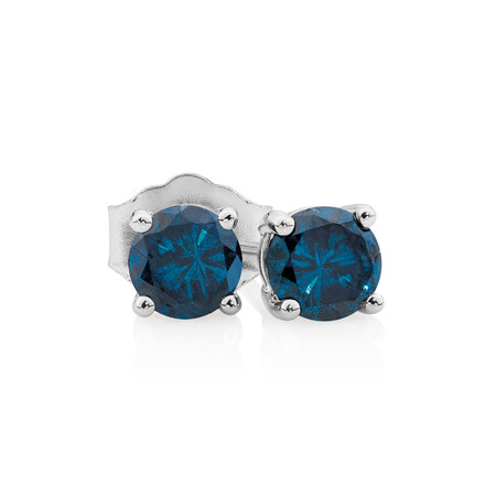 Online Exclusive - Stud Earrings with 0.95 Carat TW of Enhanced Blue Diamonds in 10ct White Gold Online Exclusive - Stud Earrings with 0.95 Carat TW of Enhanced Blue Diamonds in 10ct White Gold