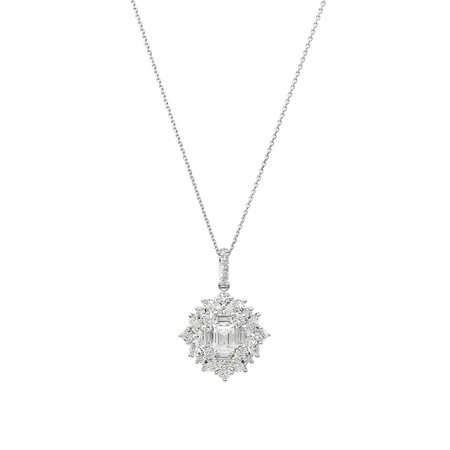 Fancy Halo Pendant with 0.69 Carat TW of Diamonds in 10kt White Gold Fancy Halo Pendant with 0.69 Carat TW of Diamonds in 10kt White Gold