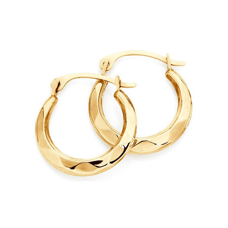 14mm Patterned Hoop Earrings In 10kt Yellow Gold