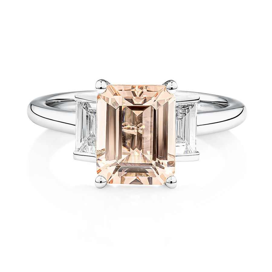 Sir Michael Hill Designer Emerald Cut Engagement Ring with Morganite ...