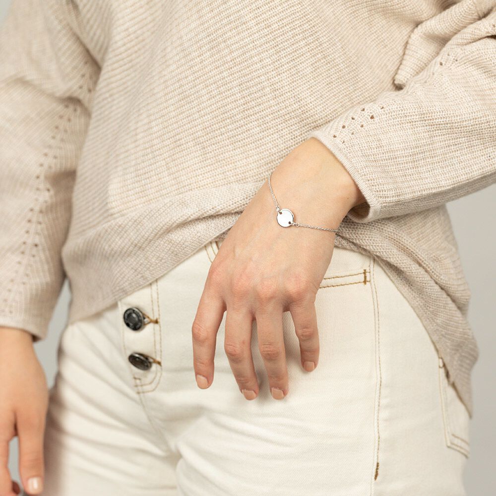 Compass Bracelet with Diamonds in Sterling Silver