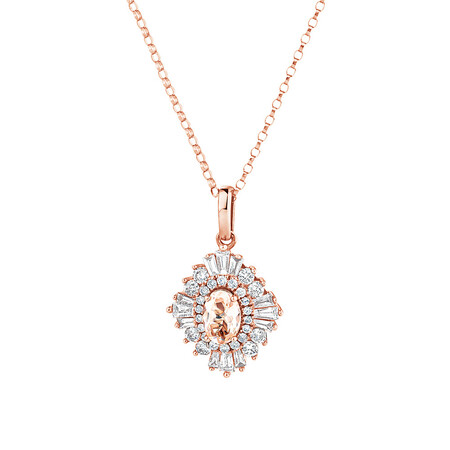 Pendant with Morganite & .50 Carat TW Of Diamonds in 10kt Rose Gold Pendant with Morganite & .50 Carat TW Of Diamonds in 10kt Rose Gold