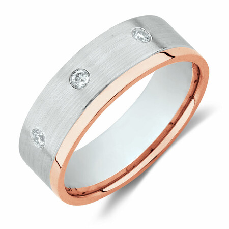 Men's Ring with Diamonds in 10kt White & Rose Gold