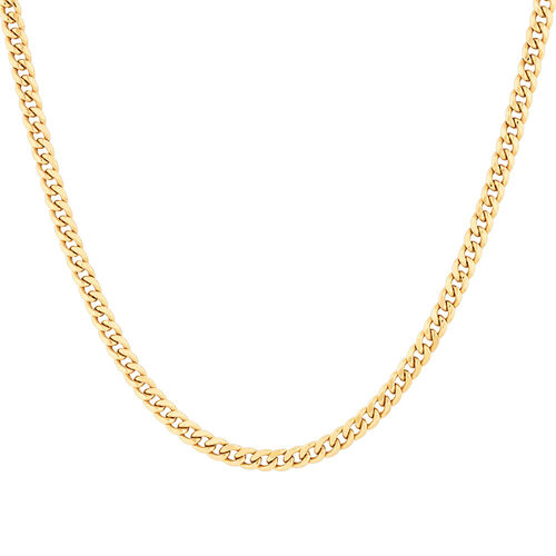 45cm (18”) 4.5mm Width Hollow Miami Curb Chain in 10kt Yellow Gold