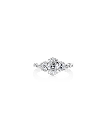 Sir Michael Hill Designer Three Stone Halo Engagement Ring with 1.26 Carat TW of Diamonds in 18ct White Gold Sir Michael Hill Designer Three Stone Halo Engagement Ring with 1.26 Carat TW of Diamonds in 18ct White Gold