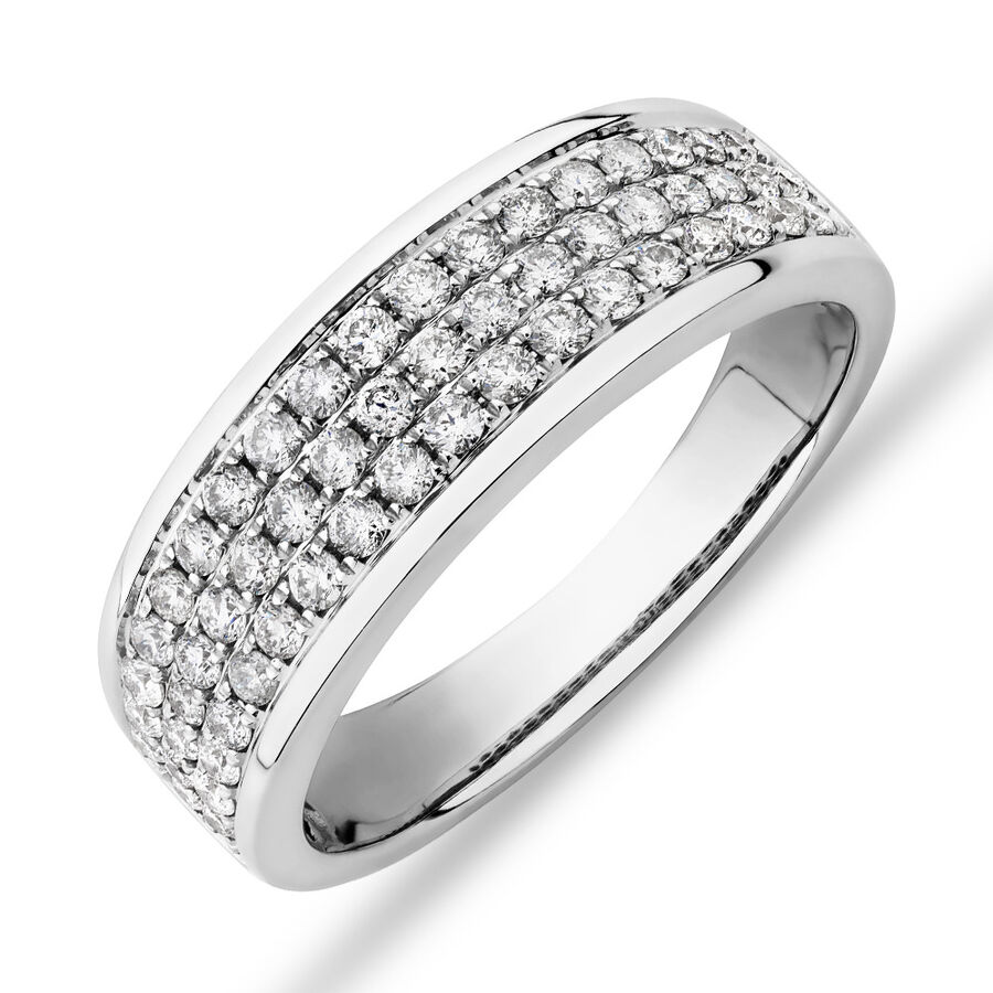 Men's Pave Ring with 0.87 Carat TW of Diamonds in 10ct White Gold