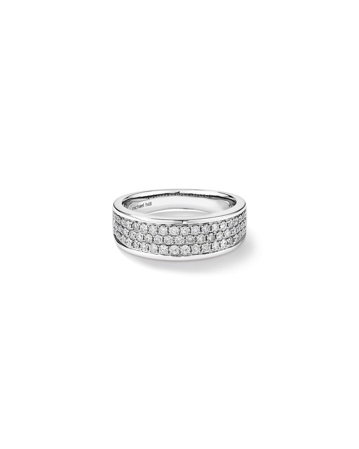 Men's Pave Ring with 0.87 Carat TW of Diamonds in 10ct White Gold