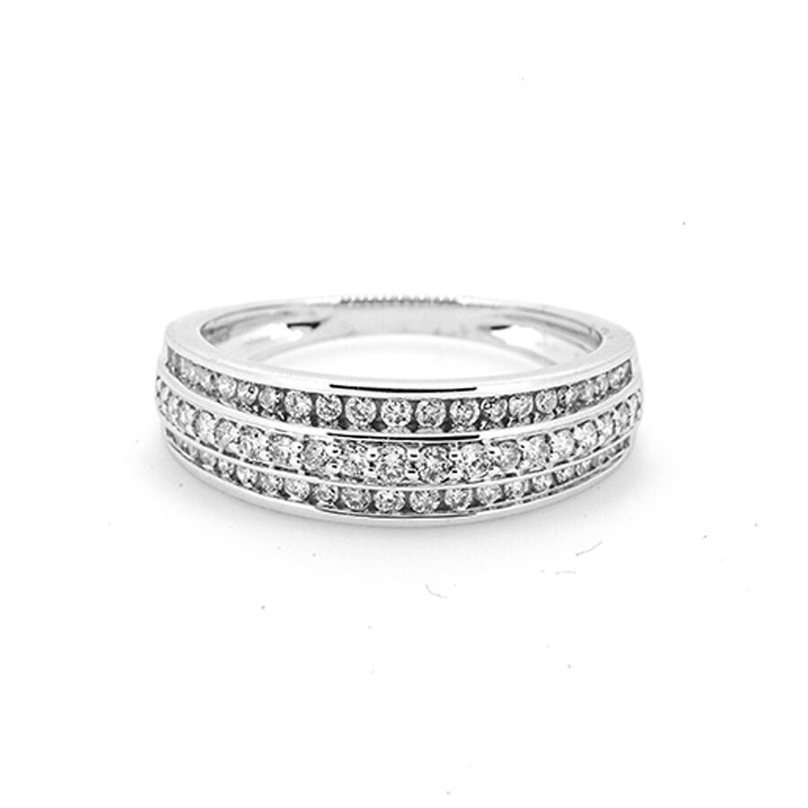 Three Row Ring with 0.50 Carat TW of Diamonds in 10ct White Gold