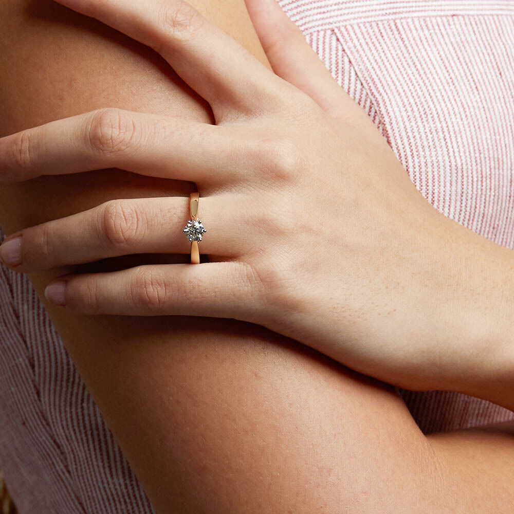 Solitaire Engagement Ring with a 0.70 Carat TW Diamond in 14ct Yellow & White Gold