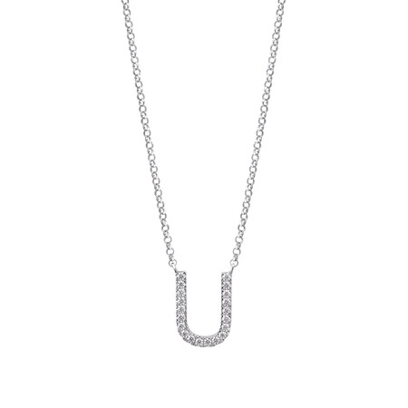 "U" Initial necklace with 0.10 Carat TW of Diamonds in 10kt White Gold "U" Initial necklace with 0.10 Carat TW of Diamonds in 10kt White Gold