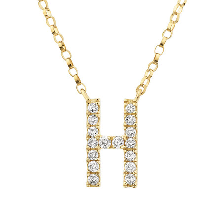 "H" Initial Necklace with 0.10 Carat TW of Diamonds in 10kt Yellow Gold "H" Initial Necklace with 0.10 Carat TW of Diamonds in 10kt Yellow Gold