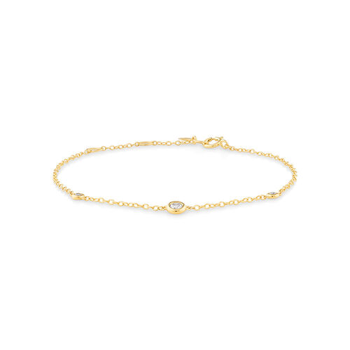 Station Bracelet with 0.10 Carat TW of Diamonds in 10kt Yellow Gold