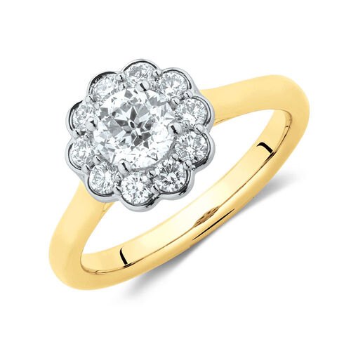 Southern Star Engagement Ring with 1.08 Carat TW of Diamonds in 14ct Yellow & White Gold
