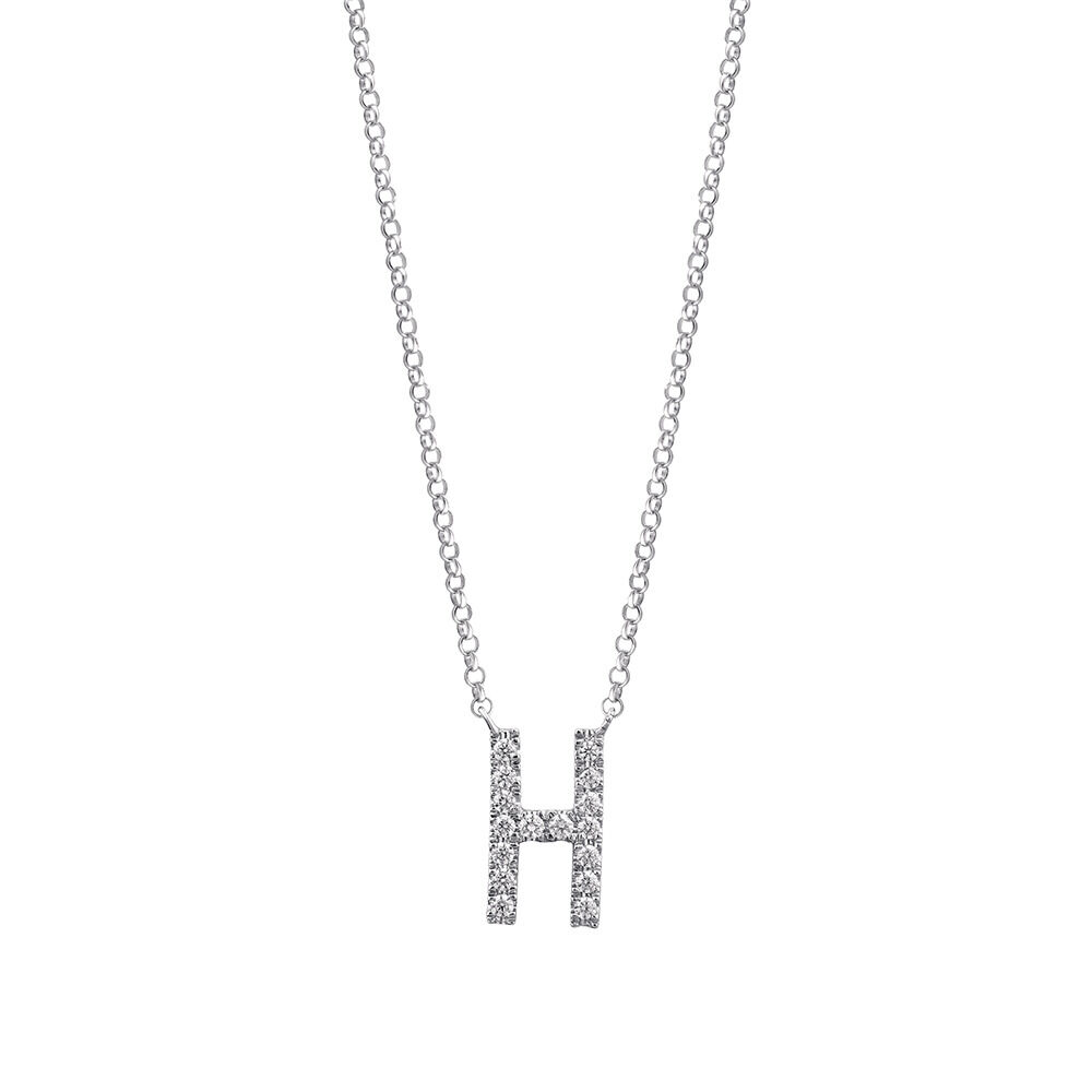 H Initial Necklace with 0.10 Carat TW 