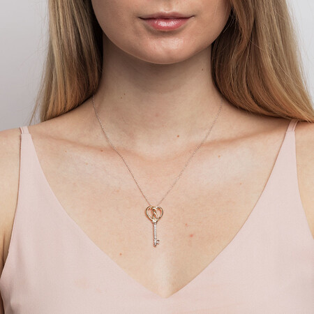 Infinitas Key Pendant with Diamonds in Sterling Silver and 10ct Yellow Gold Infinitas Key Pendant with Diamonds in Sterling Silver and 10ct Yellow Gold