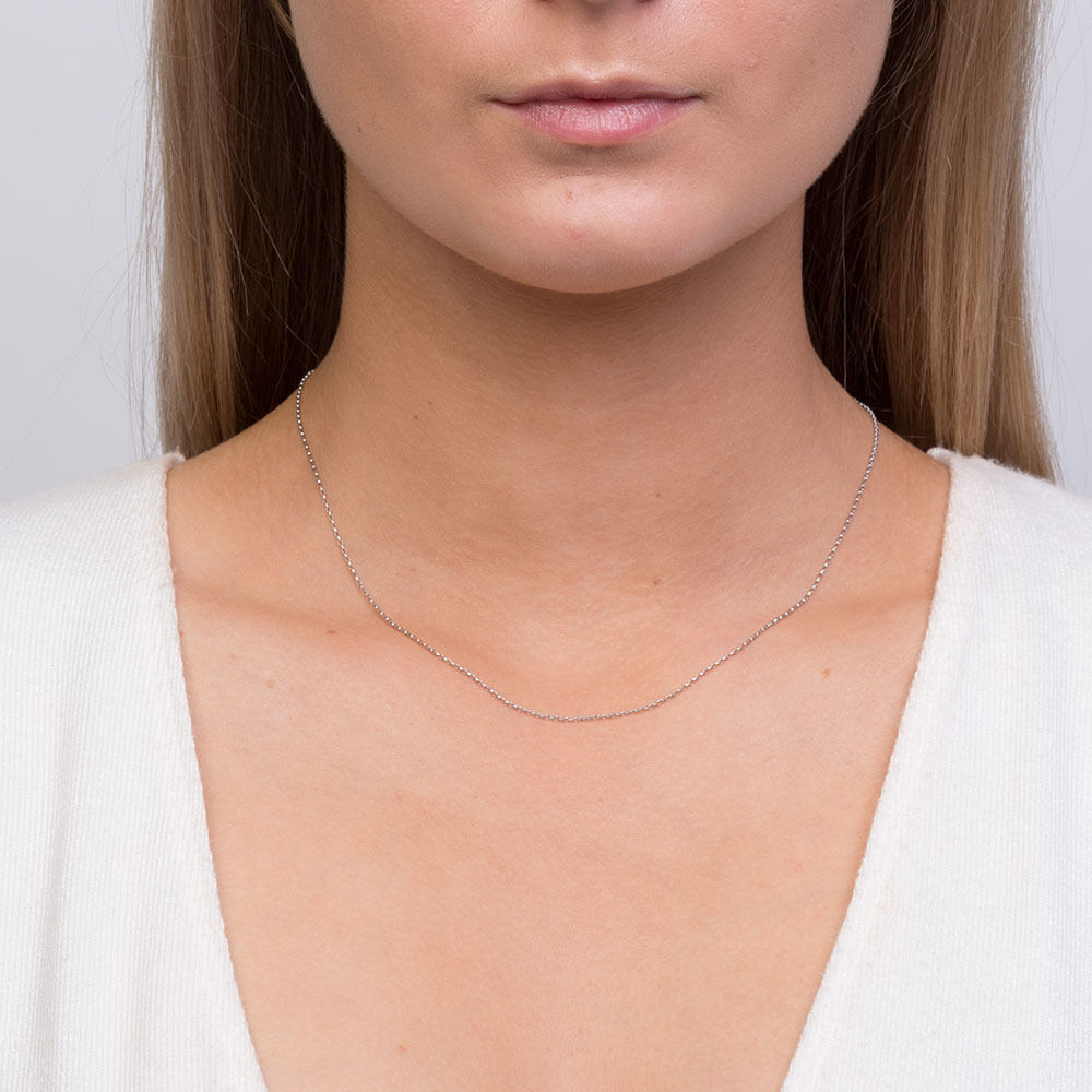 Hollow Belcher Chain in 10kt White Gold