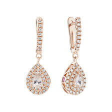 Michael Hill Designer Fashion Drop Earrings with Morganite & .38 Carat TW of Diamonds in 10kt Rose Gold