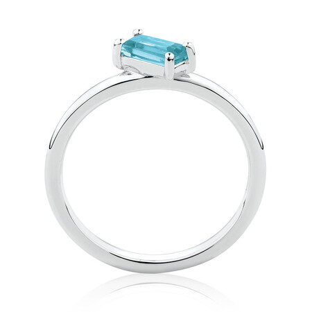 Stacker Ring with Diamond & Blue Topaz in Sterling Silver Stacker Ring with Diamond & Blue Topaz in Sterling Silver