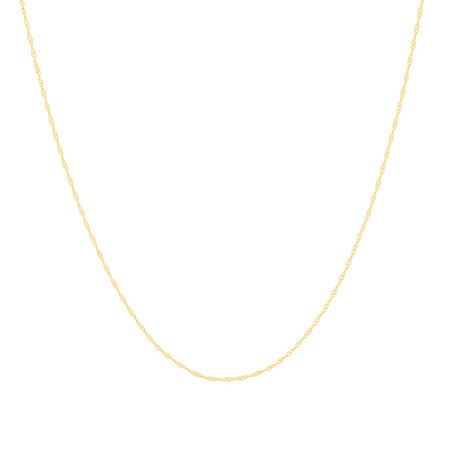 40cm (16") Hollow Singapore Chain in 10kt Yellow Gold