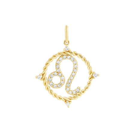 Leo Zodiac Pendant with 0.20 Carat TW of Diamonds in 10ct Yellow Gold Leo Zodiac Pendant with 0.20 Carat TW of Diamonds in 10ct Yellow Gold