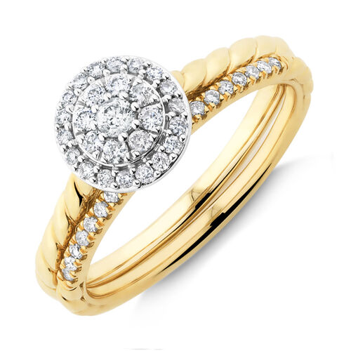 Bridal Set with 0.34 Carat TW of Diamonds in 10kt Yellow/White Gold