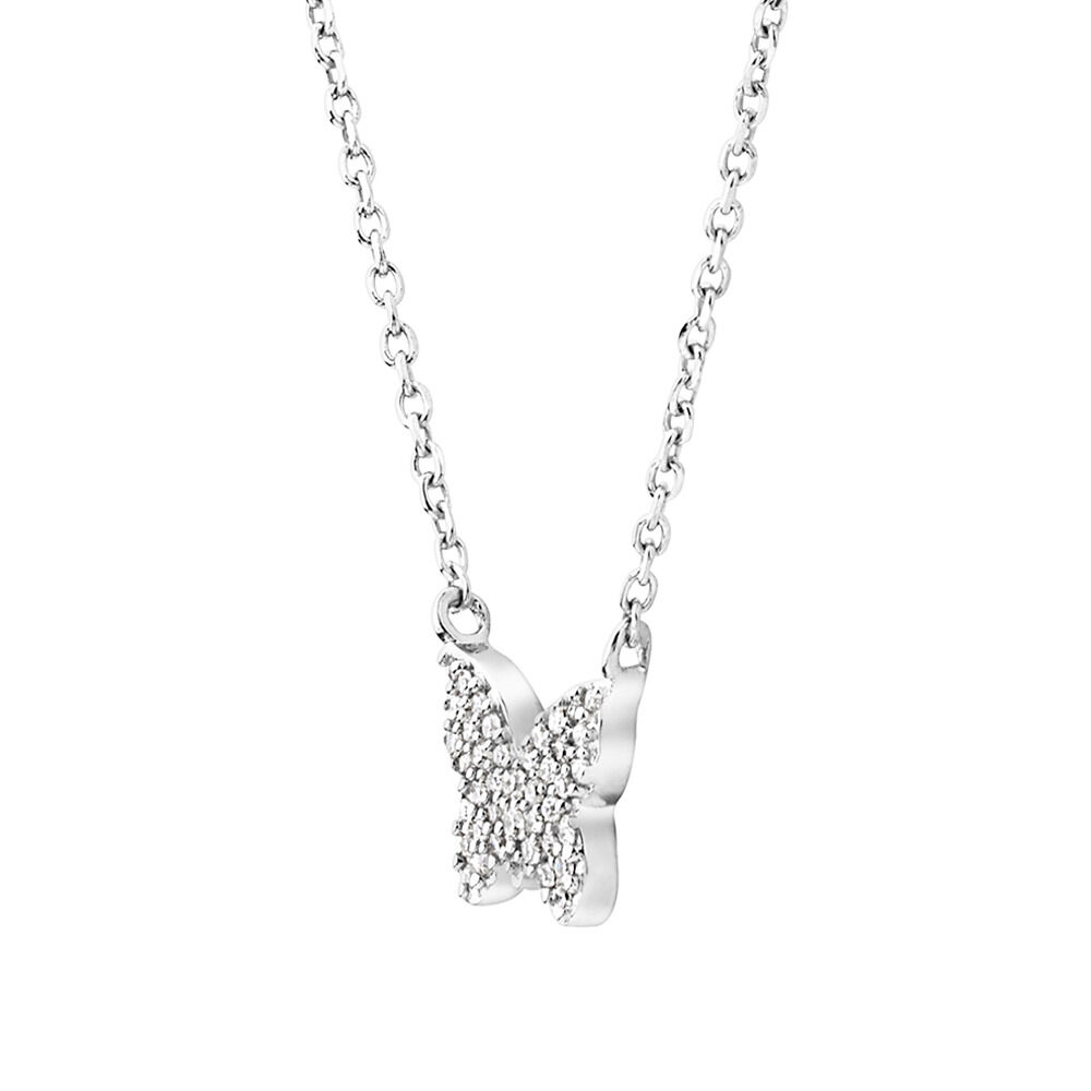Silver butterfly necklace with clearance diamonds