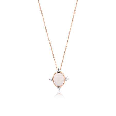 Pendant with Opal with Diamonds in 10kt Rose Gold