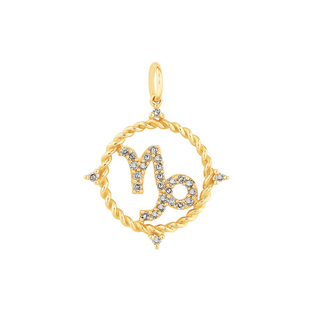 Capricorn Zodiac Pendant with 0.20 Carat TW of Diamonds in 10kt Yellow Gold Capricorn Zodiac Pendant with 0.20 Carat TW of Diamonds in 10kt Yellow Gold