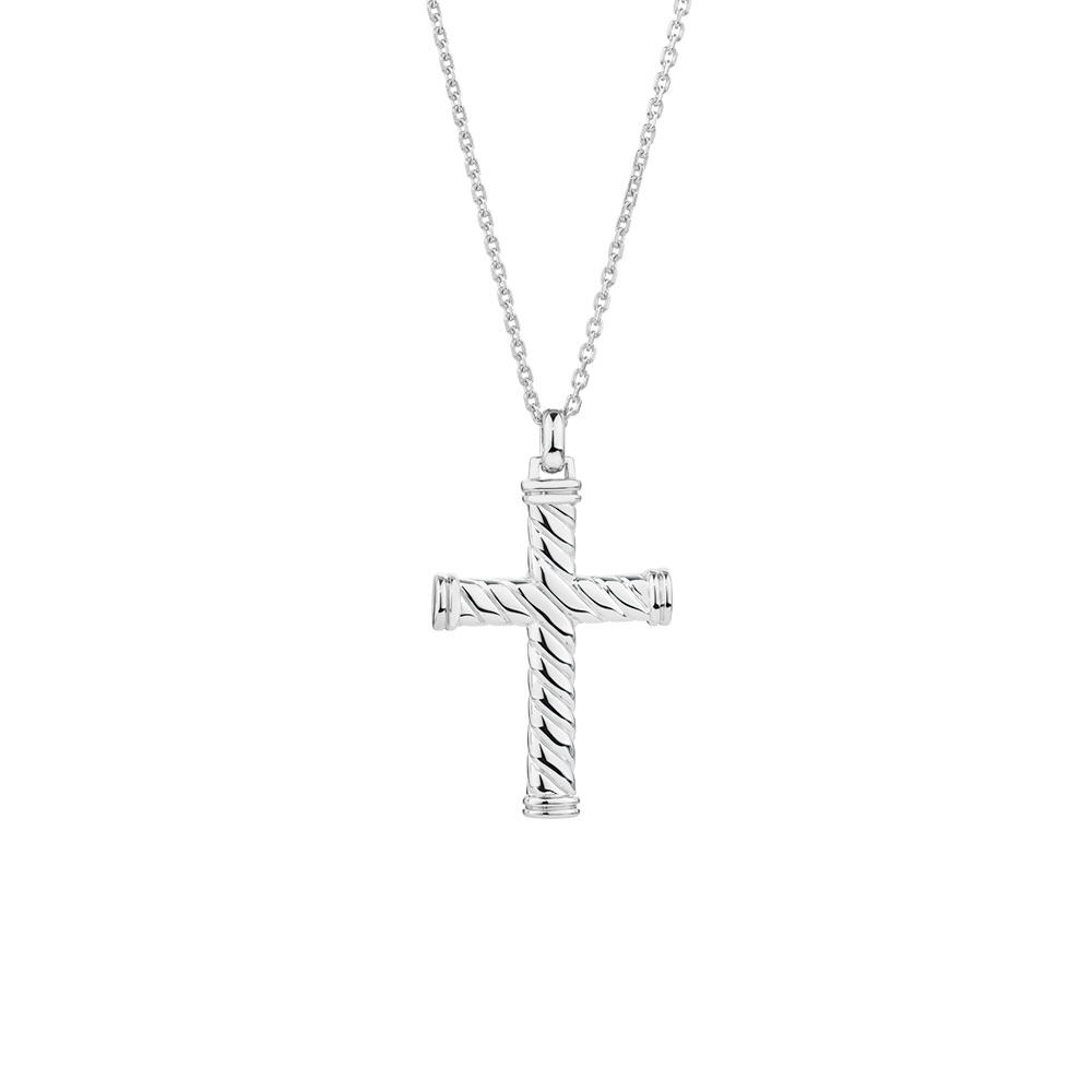 Men's Patterned Cross Pendant in 925 