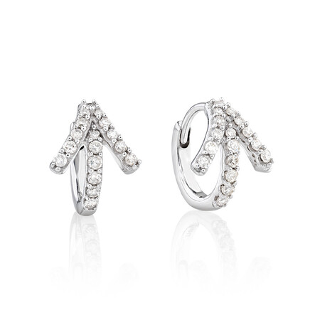 Mini Hoop Earrings with 0.20 Carat TW of Diamonds in 10ct White Gold