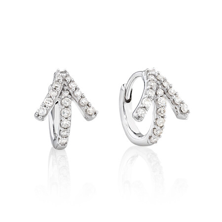 Mini Hoop Earrings with 0.20 Carat TW of Diamonds in 10ct White Gold Mini Hoop Earrings with 0.20 Carat TW of Diamonds in 10ct White Gold