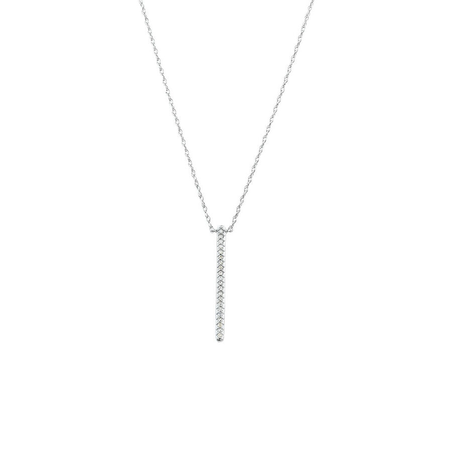 Bar Drop Pendant with Diamonds in 10ct White Gold