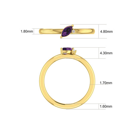 Stacker Ring with Diamond & Amethyst in 10kt Yellow Gold Stacker Ring with Diamond & Amethyst in 10kt Yellow Gold