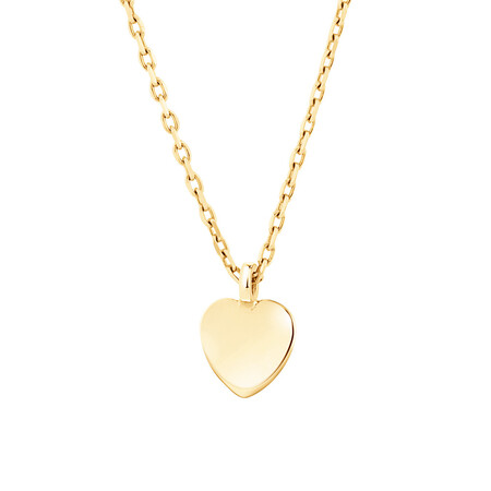 Minimal Heart Disc Necklace In 10kt Yellow Gold