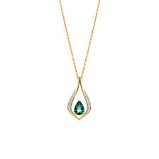 Created Emerald & Diamond Pendant in 10kt Yellow Gold