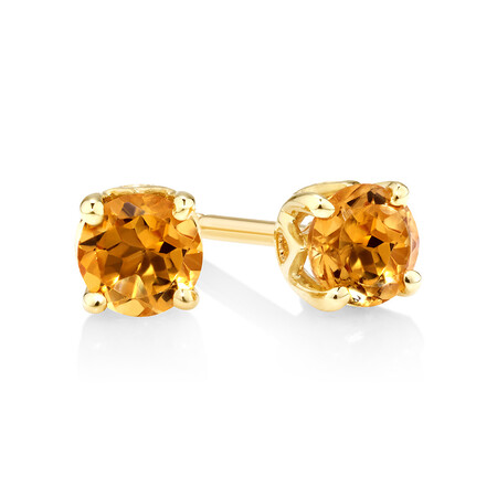 4mm Stud Earrings with Citrine in 10kt Yellow Gold