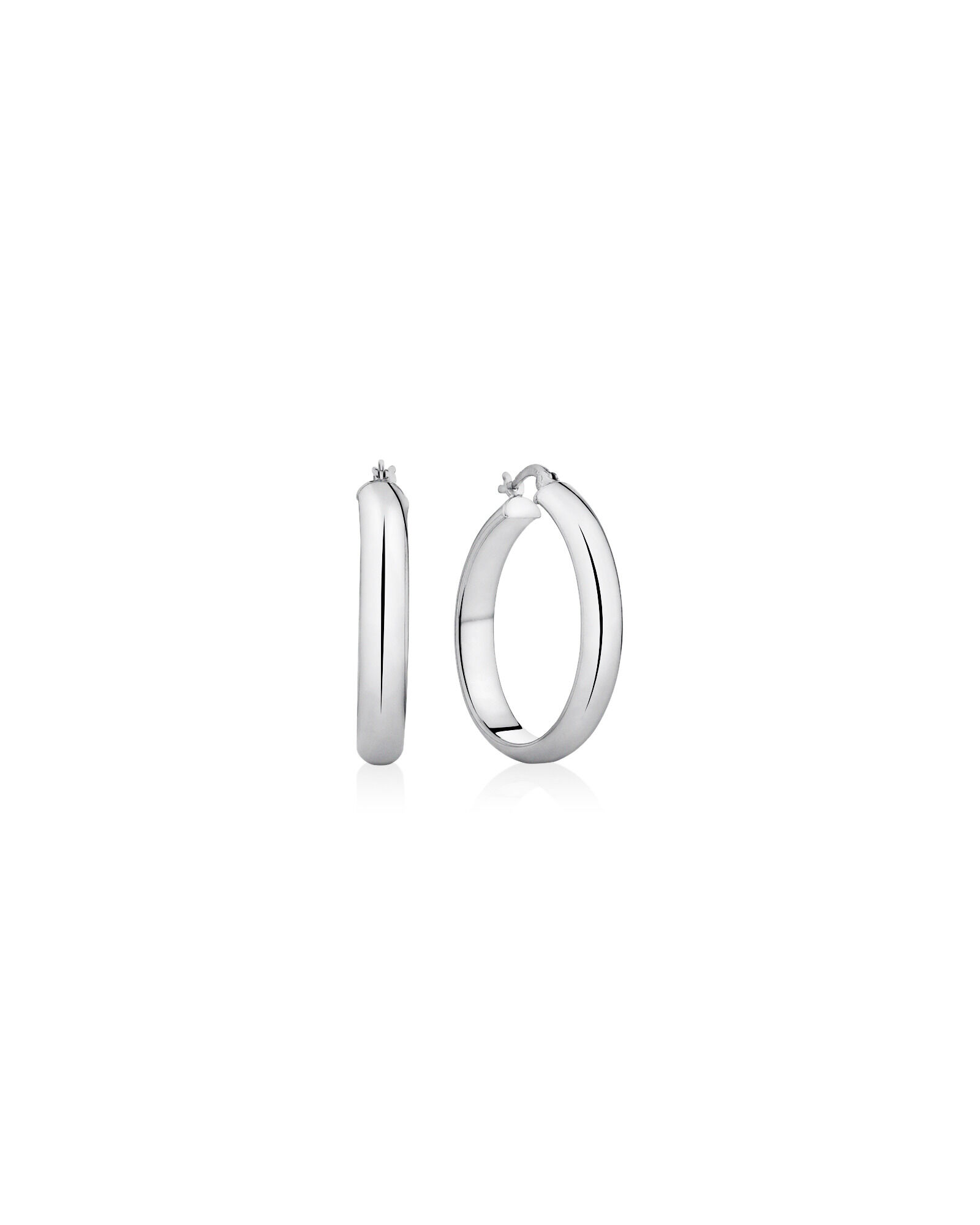 30mm Round Hoop Earrings in Sterling Silver