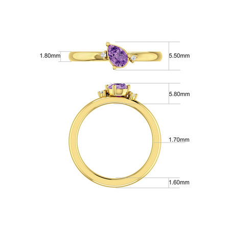 Stacker Ring with Diamonds & Amethyst in 10ct Yellow Gold Stacker Ring with Diamonds & Amethyst in 10ct Yellow Gold