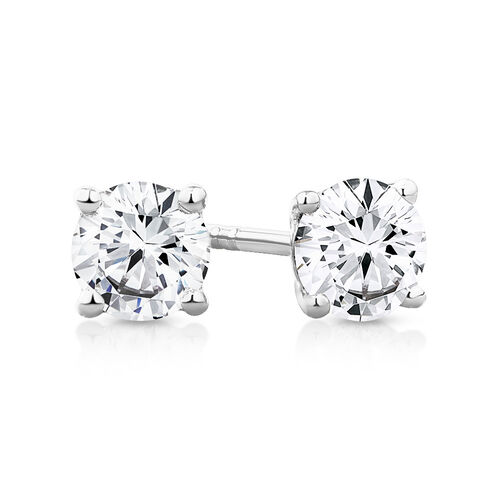 0.75 Carat TW Diamond Solitaire Stud Earrings in 18kt White Gold