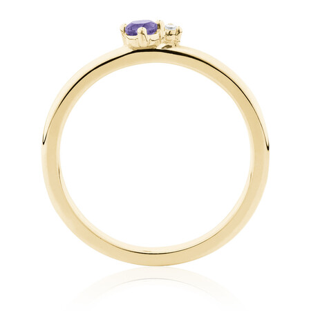 Stacker Ring with Diamond & Amethyst in 10kt Yellow Gold Stacker Ring with Diamond & Amethyst in 10kt Yellow Gold