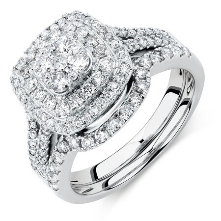 Bridal Set with 1 Carat TW of Diamonds in 14kt White Gold Bridal Set with 1 Carat TW of Diamonds in 14kt White Gold