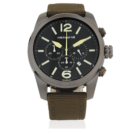 Men's Chronograph Watch in Resin & Leather & Black PVD Plated Stainless Steel Men's Chronograph Watch in Resin & Leather & Black PVD Plated Stainless Steel